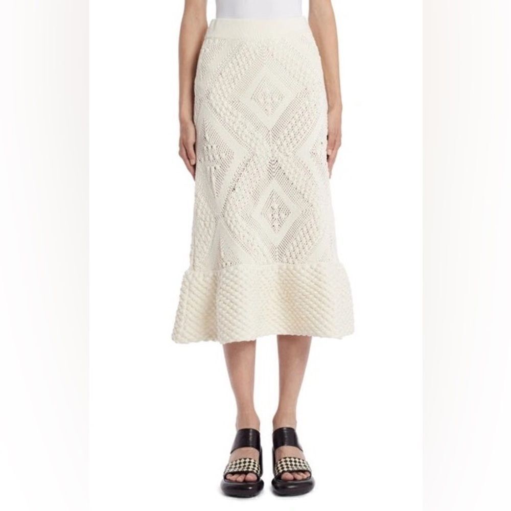 NWT Fabrique Limited Edition Knit Midi White Skirt by Kathleen Hanhee Size 0
